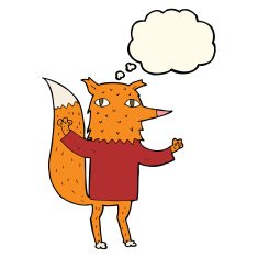 cartoon fox with thought bubble N14