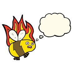 cartoon bee with thought bubble N20