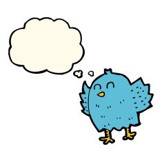 cartoon bird with thought bubble N191