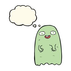 funny cartoon ghost with thought bubble N59
