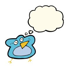 funny cartoon robin with thought bubble N5