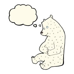 cartoon happy polar bear with thought bubble N7