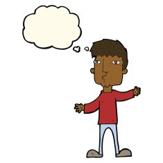 cartoon curious man with thought bubble N49