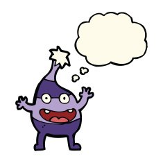 cartoon funny christmas creature with thought bubble N8