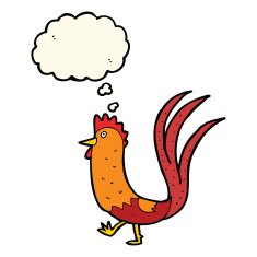 cartoon cockerel with thought bubble N21