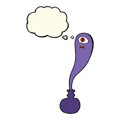 cartoon halloween ghost in bottle with thought bubble N16
