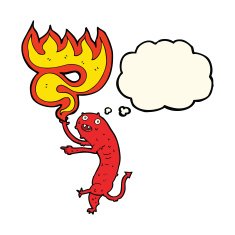 cartoon gross little monster with thought bubble N7