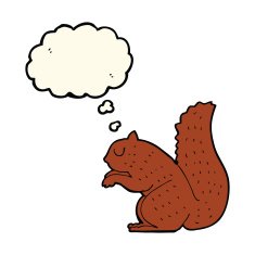 cartoon squirrel with thought bubble N9