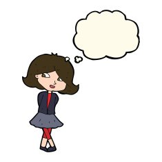 cartoon happy girl with thought bubble N63