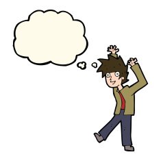 cartoon excited boy with thought bubble N116