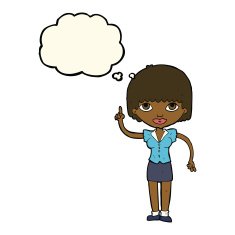 cartoon woman with idea thought bubble N181