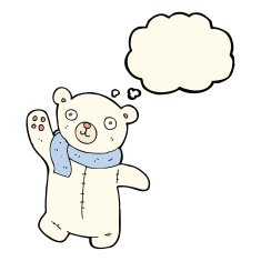cute cartoon polar teddy bear with thought bubble N7