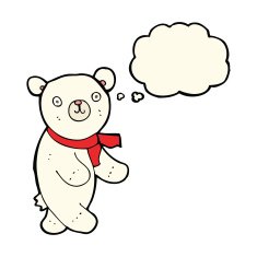 cute cartoon polar teddy bear with thought bubble N8