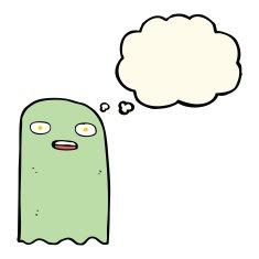 funny cartoon ghost with thought bubble N66