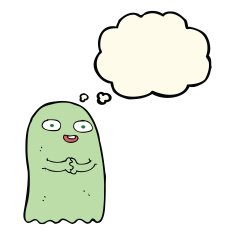 funny cartoon ghost with thought bubble N67