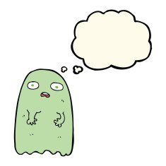 funny cartoon ghost with thought bubble N68