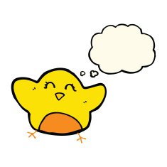 cartoon bird with thought bubble N193