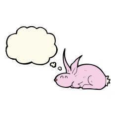 cartoon rabbit with thought bubble N65