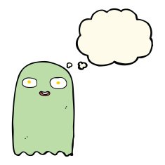 funny cartoon ghost with thought bubble N69