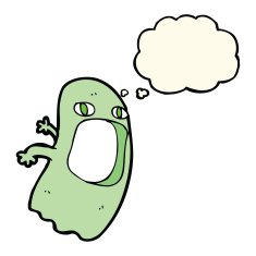 funny cartoon ghost with thought bubble N70