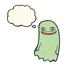 funny cartoon ghost with thought bubble N71