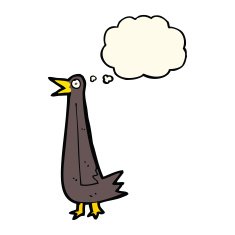 funny cartoon bird with thought bubble N90