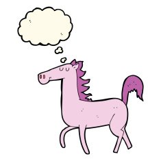 cartoon horse with thought bubble N24