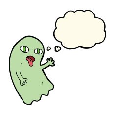 funny cartoon ghost with thought bubble N72