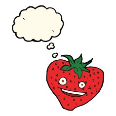 cartoon strawberry with thought bubble N22