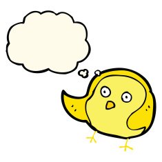 cartoon bird with thought bubble N196