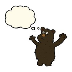 cartoon funny black bear with thought bubble N8