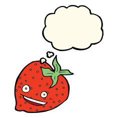cartoon strawberry with thought bubble N23