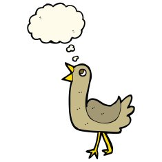 cartoon bird with thought bubble N198