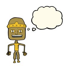 funny cartoon robot with thought bubble N34