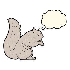 cartoon squirrel with thought bubble N10