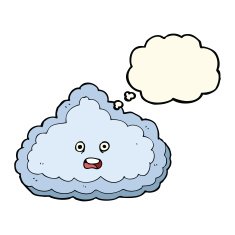 cartoon cloud with thought bubble N14