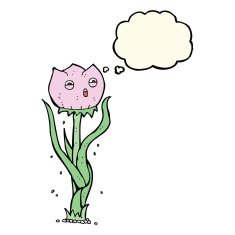 cartoon flower with thought bubble N26
