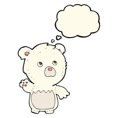 cartoon polar teddy bear with thought bubble N3