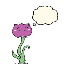 cartoon flower with thought bubble N27