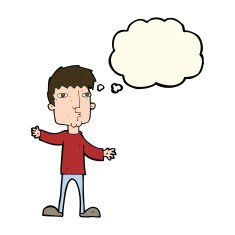 cartoon curious man with thought bubble N50