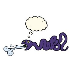 cartoon snake with thought bubble N40