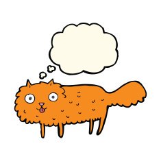 cartoon furry cat with thought bubble N6