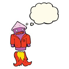 cartoon firework in business suit with thought bubble N6
