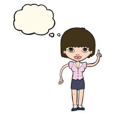 cartoon woman with idea thought bubble N183