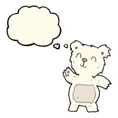 cartoon polar bear with thought bubble N43