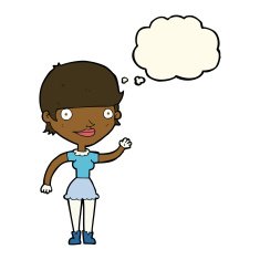 cartoon woman with idea thought bubble N184