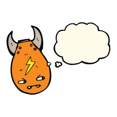 cartoon bomb with thought bubble N10
