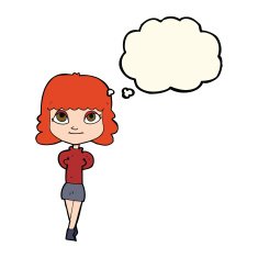 cartoon happy girl with thought bubble N66
