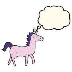 cartoon unicorn with thought bubble N31
