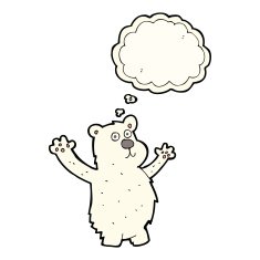 cartoon funny polar bear with thought bubble N8